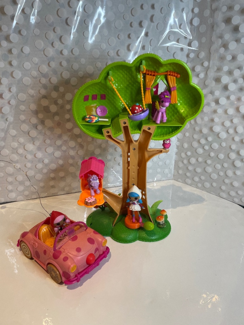 LaLaLoopsy Mini 🏡Treehouse & Pink Polka Dot Cruiser Car
